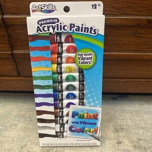 ArtSkills Acrylic Paints Assorted Colors 12 Count New In Package 0.32 Ounce Each